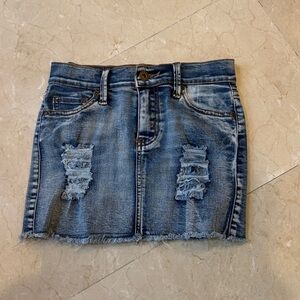 So Nikki Embroidered Denim Skirt